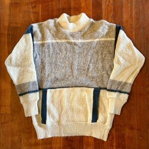 Vintage Alafoss ‘80s Icelandic Wool Icewool Preppy Colorblock Mockneck Sweater S
